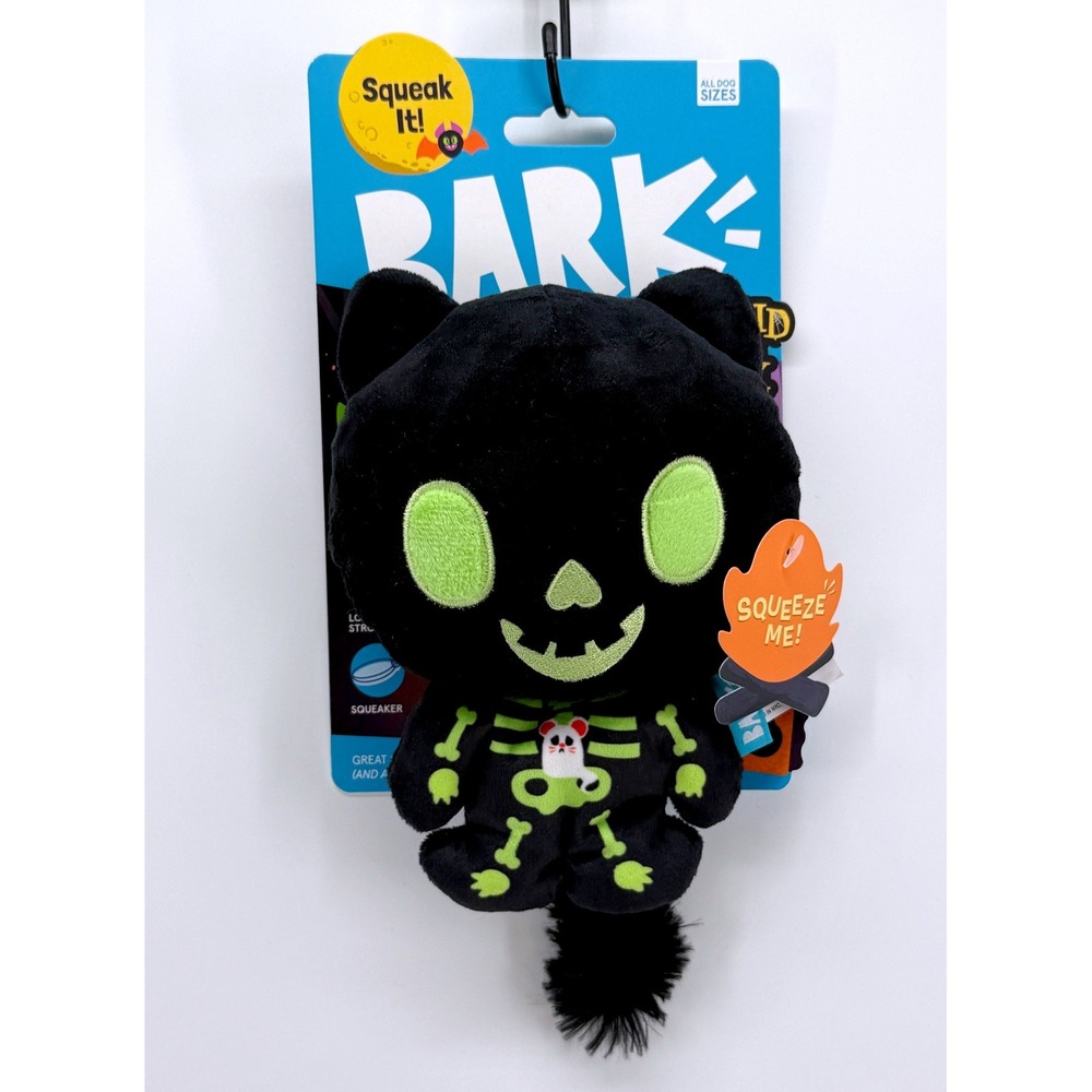 Bark Cat Scan Kitty Skeleton Plush Dog Toy Squeak Crinkle New